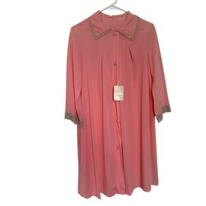 NWT Vintage Vanity Fair Pink Lace Trim Robe Size 34